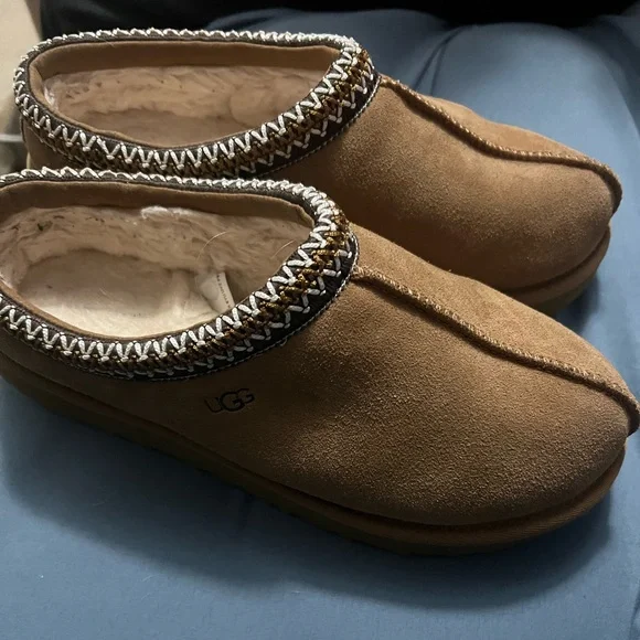 UGG Chestnut Suede Slip-On Clog with Decorative Trim Tazz II Slipper for Women | UGG® main image 3